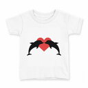 tシャツ キッズ 半袖 白地 デザイン 150 サイズ Tシャツ ティーシャツ T shirt 011291 イルカ ハート 動物(4)