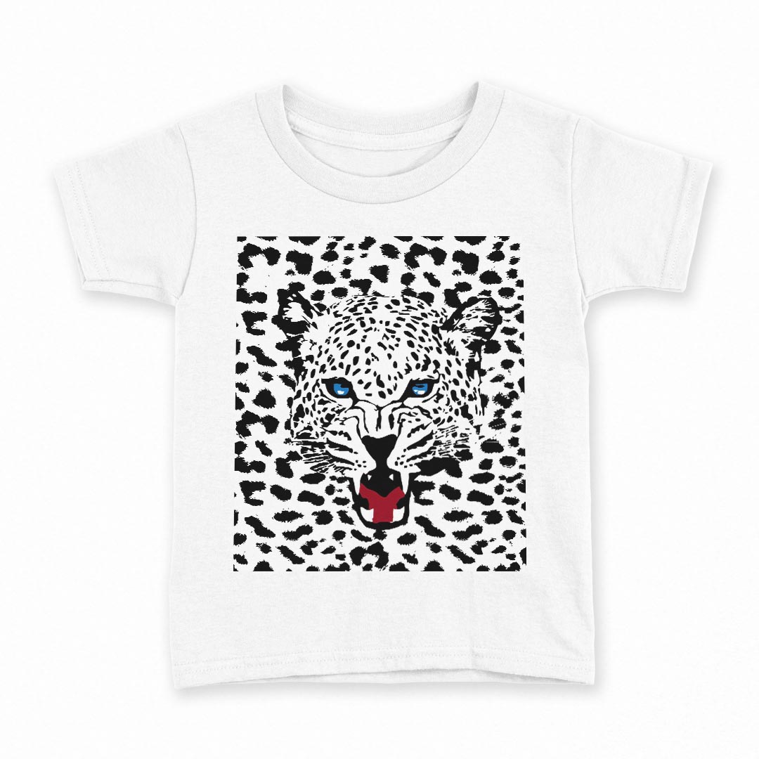 tシャツ キッズ 半袖 白地 デザイン 160 サイズ Tシャツ ティーシャツ T shirt 011554 動物　アニマル　ヒョウ