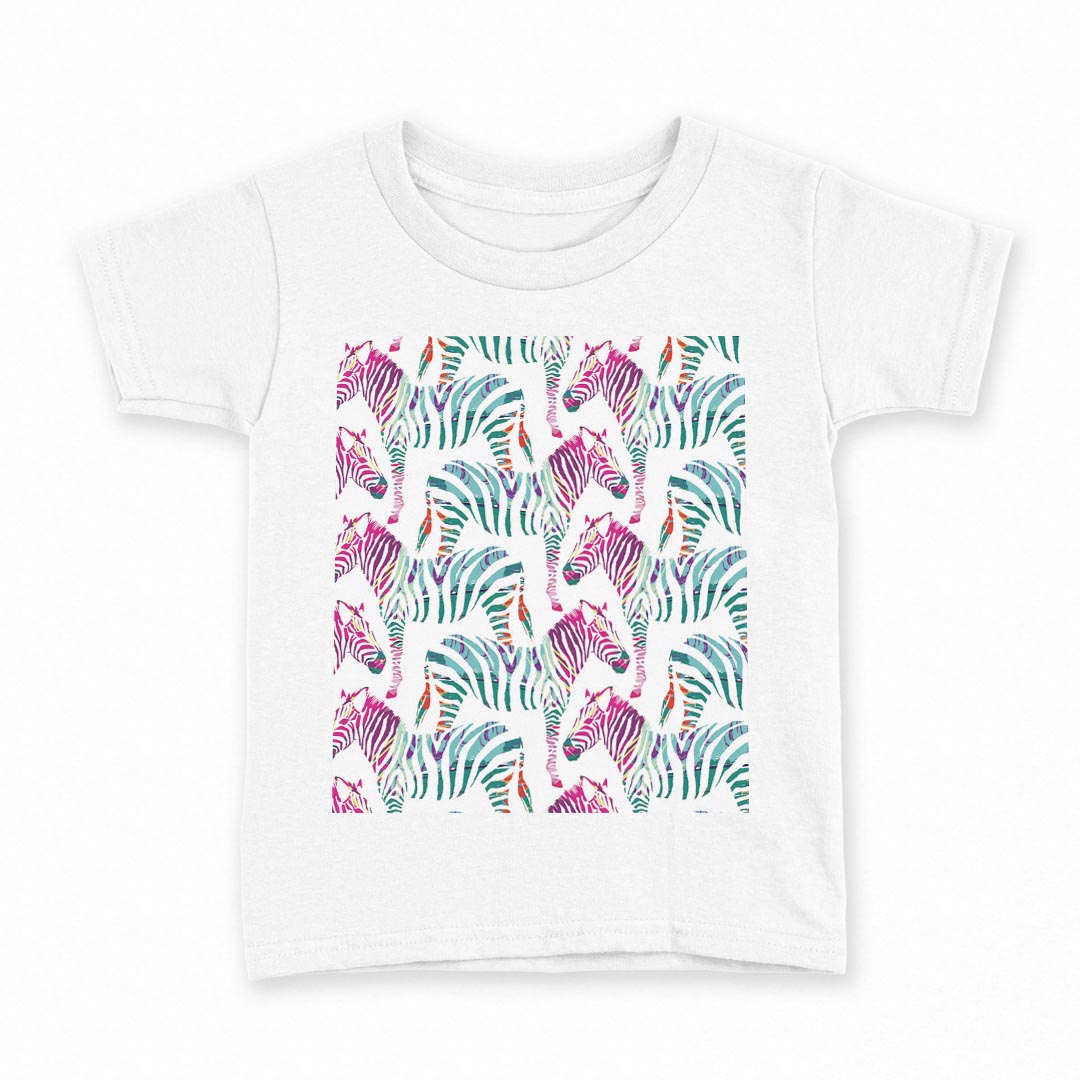 tシャツ キッズ 半袖 白地 デザイン 110 サイズ Tシャツ ティーシャツ T shirt 011578 ゼブラ柄　アニ..