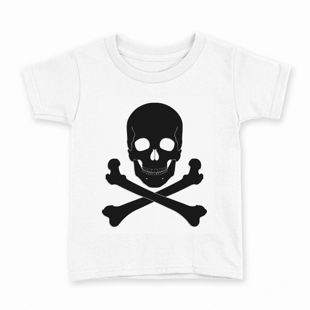 tシャツ キッズ 半袖 白地 デザイン 150 サイズ Tシャツ ティーシャツ T shirt 011632 ドクロ　骸骨　黒