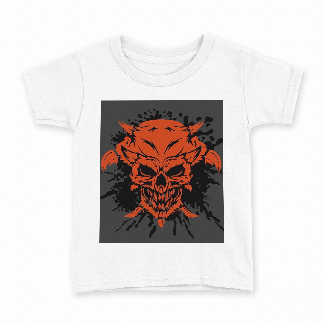 tシャツ キッズ 半袖 白地 デザイン 110 サイズ Tシャツ ティーシャツ T shirt 011688 骸骨　ドクロ　..