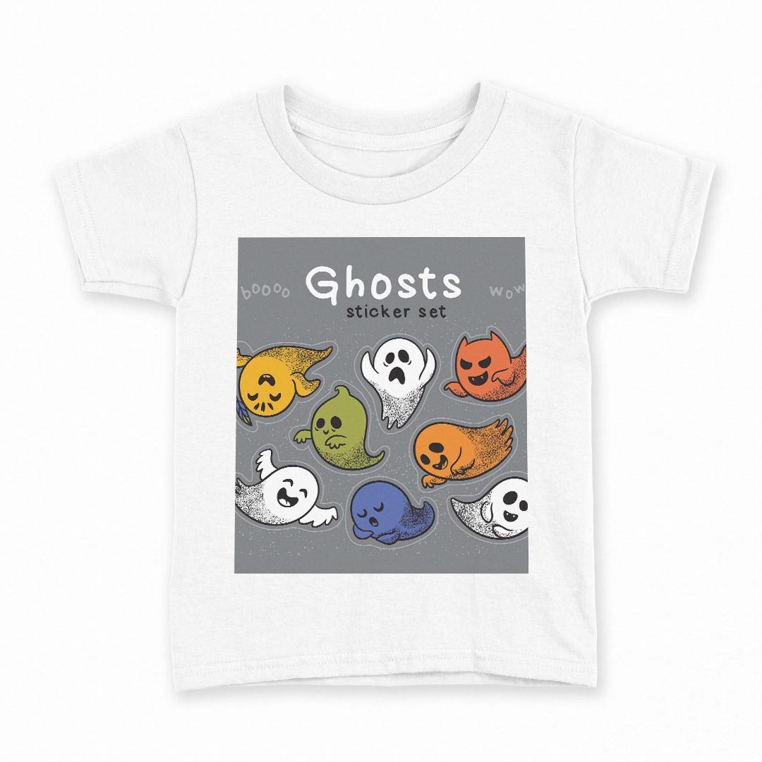 tシャツ キッズ 半袖 白地 デザイン 150 サイズ Tシャツ ティーシャツ T shirt 011690 おばけ　キャラクター　ゴースト(4)