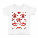 tシャツ キッズ 半袖 白地 デザイン 90 Tシャツ ティーシャツ T shirt 011704 唇 牙 赤(4)