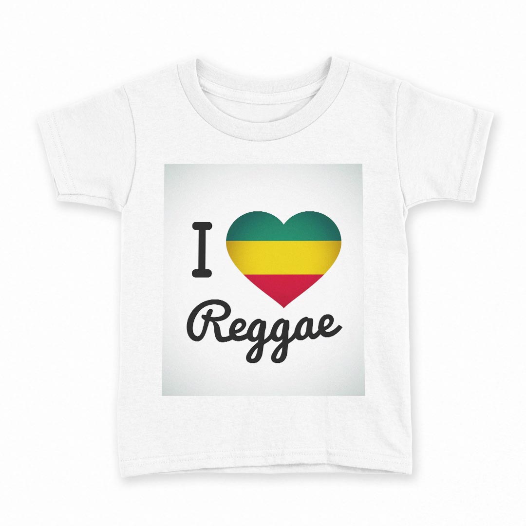 tシャツ キッズ 半袖 白地 デザイン 160 サイズ Tシャツ ティーシャツ T shirt 011742 レゲエ　ハート　英語