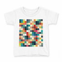 tシャツ キッズ 半袖 白地 デザイン 90 Tシャツ ティーシャツ T shirt 011764 カラフル モザイク シンプル(4)