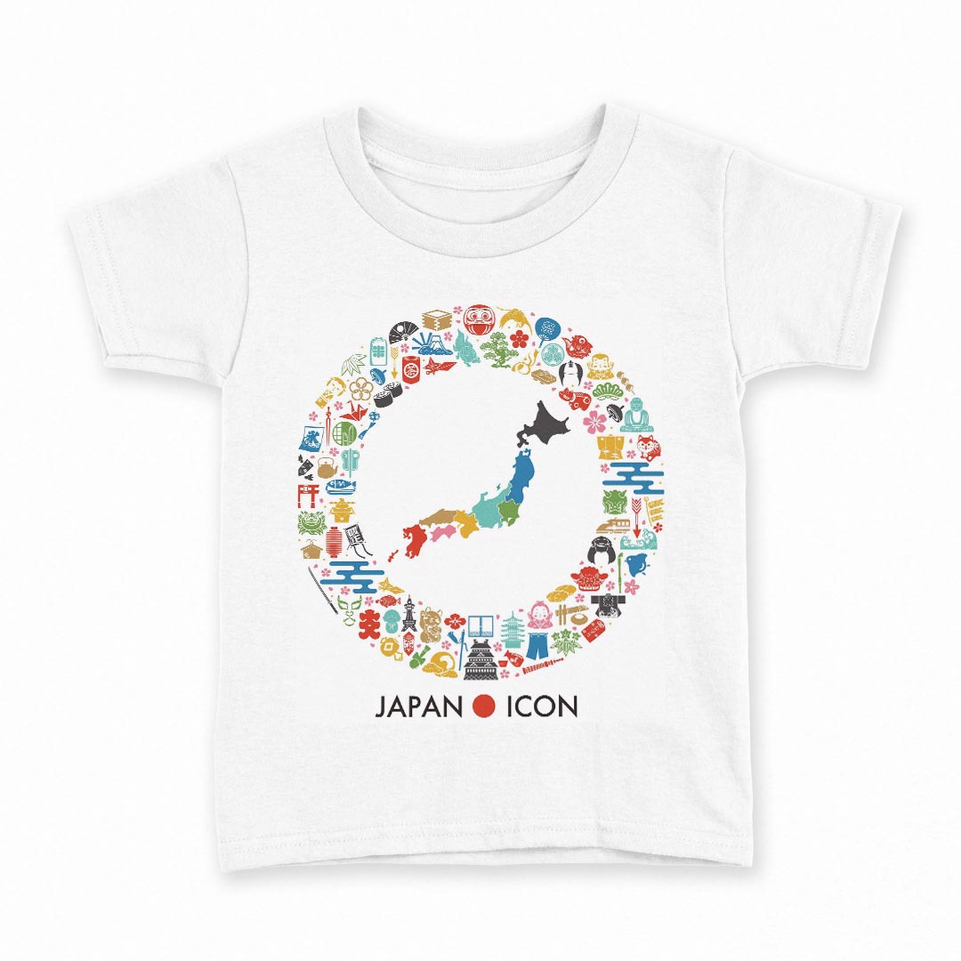 tシャツ キッズ 半袖 白地 デザイン 90 Tシャツ ティーシャツ T shirt 011774 日本　地図　名物