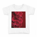 tシャツ キッズ 半袖 白地 デザイン 120 サイズ Tシャツ ティーシャツ T shirt 011904 花 バラ 赤(4)