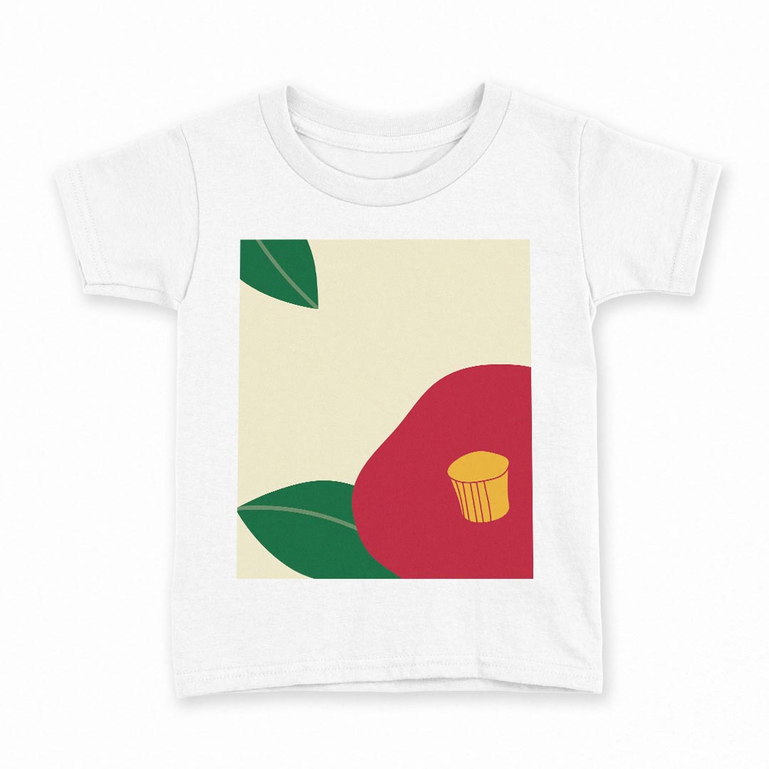 tシャツ キッズ 半袖 白地 デザイン 110 サイズ Tシャツ ティーシャツ T shirt 011967 椿 花 和