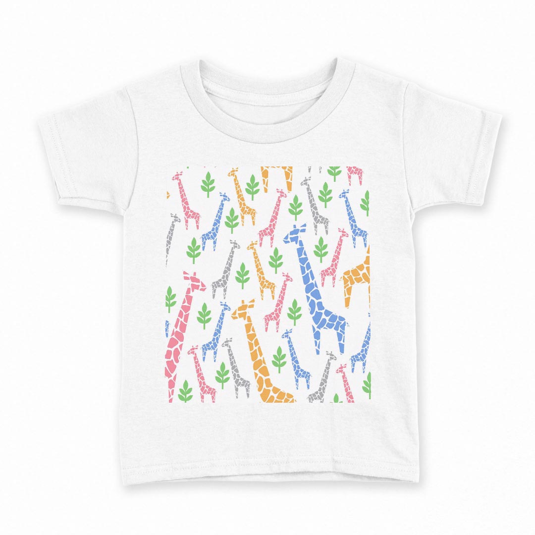 tシャツ キッズ 半袖 白地 デザイン 160 サイズ Tシャツ ティーシャツ T shirt 011979 キリン　カラフ..