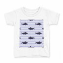 tシャツ キッズ 半袖 白地 デザイン 110 サイズ Tシャツ ティーシャツ T shirt 012000 魚 ボーダー 青(4)