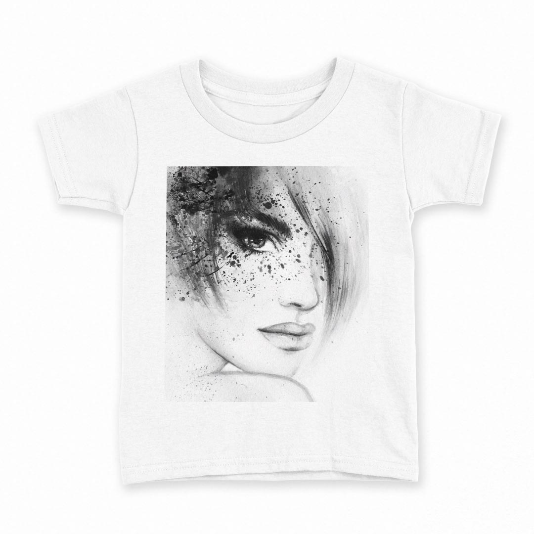 T-Shirts （Short Sleeve） - tシャツ キッズ 半袖 白地 デザイン 110 サイズ Tシャツ ティーシャツ T shirt 012059 女性　イラスト　モノトーン