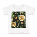 tシャツ キッズ 半袖 白地 デザイン 130 サイズ Tシャツ ティーシャツ T shirt 012091 ひまわり 花 黒(4)