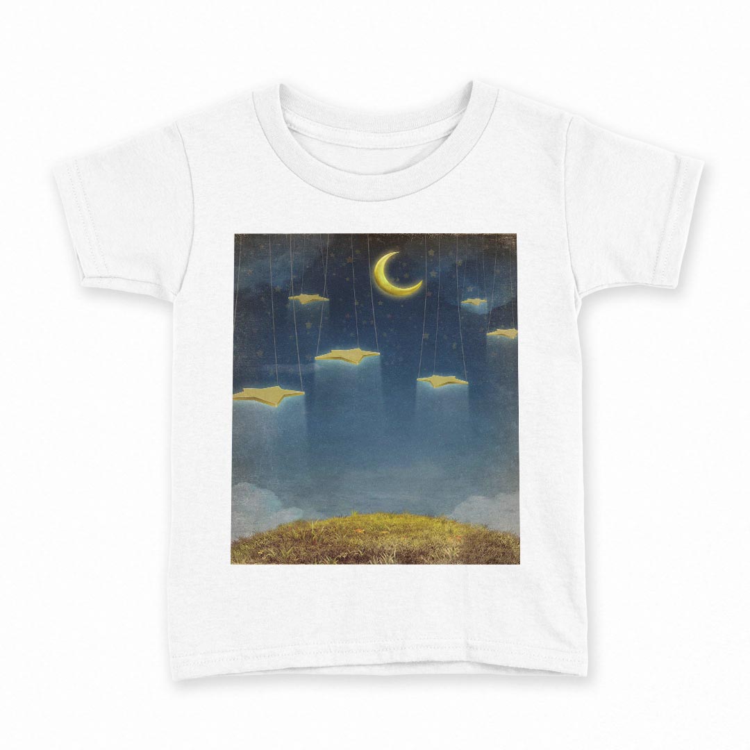 tシャツ キッズ 半袖 白地 デザイン 100 サイズ Tシャツ ティーシャツ T shirt 012158 星 月 空