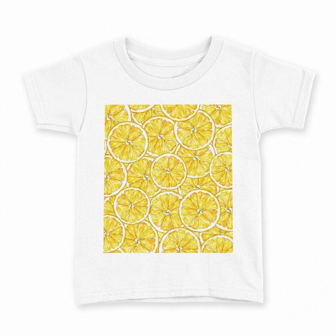 tシャツ キッズ 半袖 白地 デザイン 120 サイズ Tシャツ ティーシャツ T shirt 012271 レモン　果物　黄色(4)
