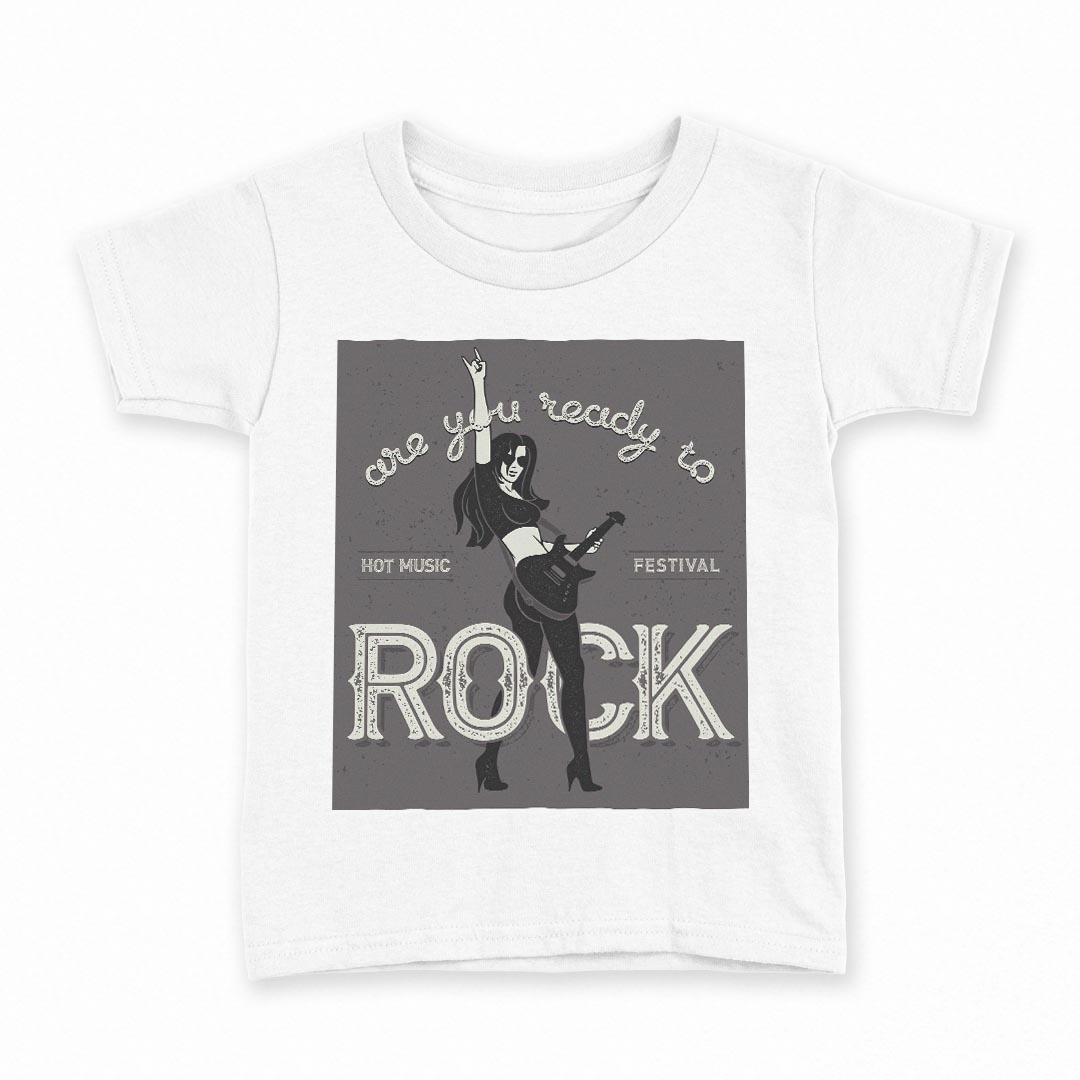 tシャツ キッズ 半袖 白地 デザイン 150 サイズ Tシャツ ティーシャツ T shirt 012320 ロック　女性　ギター
