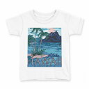 tシャツ キッズ 半袖 白地 デザイン 100 サイズ Tシャツ ティーシャツ T shirt 012322 ハワイ ヤシの木 海(4)