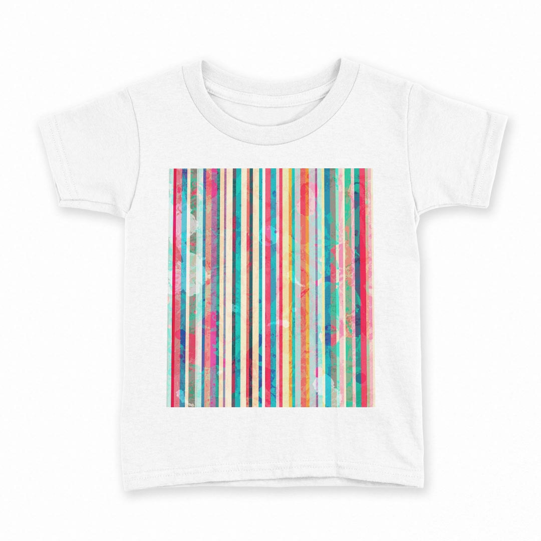 tシャツ キッズ 半袖 白地 デザイン 110 サイズ Tシャツ ティーシャツ T shirt 012360 ストライプ カラフル ペイント