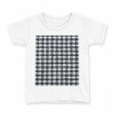 tシャツ キッズ 半袖 白地 デザイン 100 サイズ Tシャツ ティーシャツ T shirt 012408 チェック 白黒 モノトーン(4)
