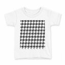 tシャツ キッズ 半袖 白地 デザイン 160 サイズ Tシャツ ティーシャツ T shirt 012433 千鳥 柄 モノトーン(4)