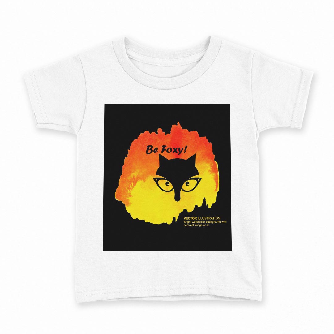 tシャツ キッズ 半袖 白地 デザイン 150 サイズ Tシャツ ティーシャツ T shirt 012503 動物　きつね　炎