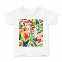 tシャツ キッズ 半袖 白地 デザイン 110 サイズ Tシャツ ティーシャツ T shirt 012543 鳥 カラフル 南国(4)