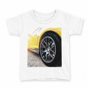 tシャツ キッズ 半袖 白地 デザイン 150 サイズ Tシャツ ティーシャツ T shirt 012610 車 写真 黄色(4)