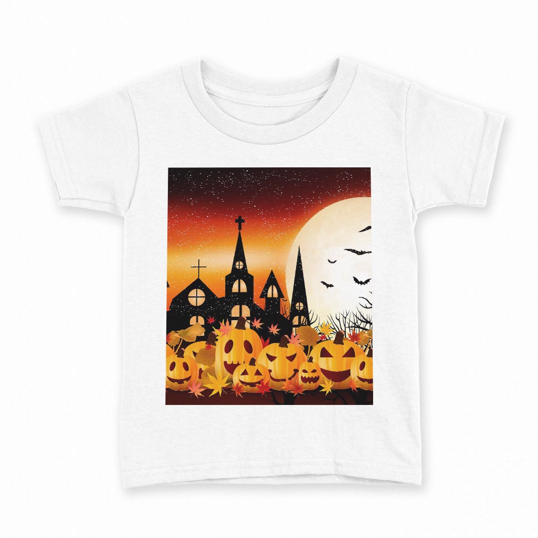 tシャツ キッズ 半袖 白地 デザイン 90 Tシャツ ティーシャツ T shirt 012614 ハロウィン　かぼちゃ　おばけ