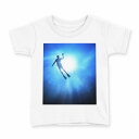 tシャツ キッズ 半袖 白地 デザイン 150 サイズ Tシャツ ティーシャツ T shirt 012662 海 ダイビング シルエット(4)