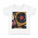 tシャツ キッズ 半袖 白地 デザイン 90 Tシャツ ティーシャツ T shirt 012796 レコード 音楽 love(4)
