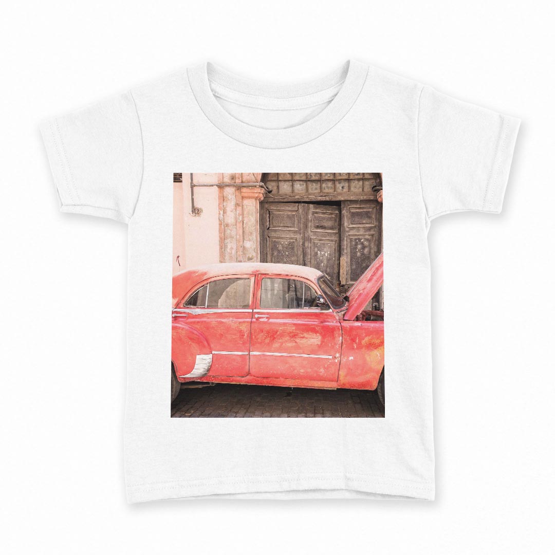 tシャツ キッズ 半袖 白地 デザイン 160 サイズ Tシャツ ティーシャツ T shirt 012800 車 レトロ アンティーク
