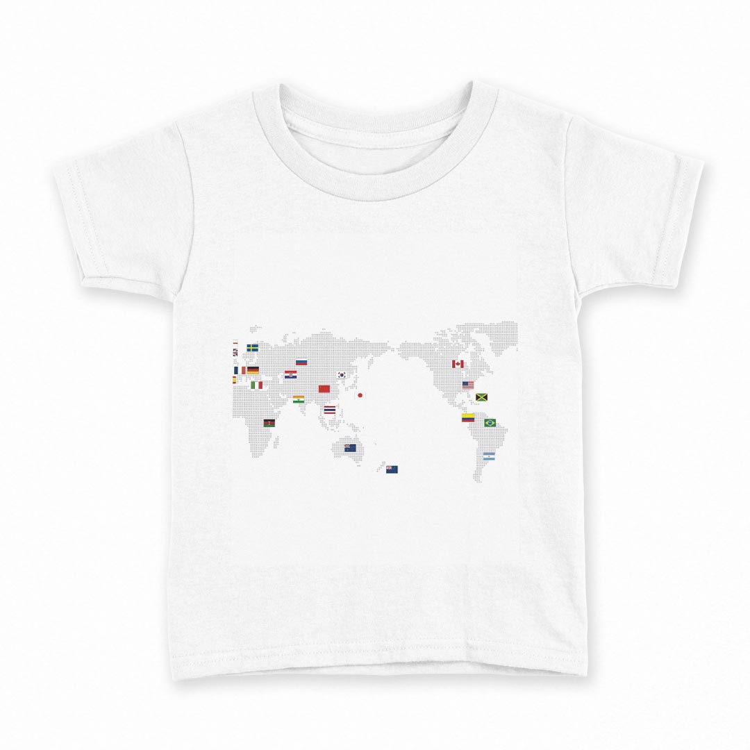 tシャツ キッズ 半袖 白地 デザイン 90 Tシャツ ティーシャツ T shirt 012962 世界地図　地図(4)