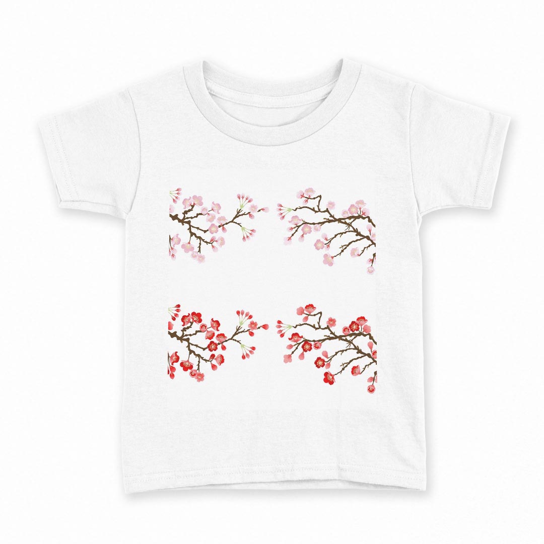 tシャツ キッズ 半袖 白地 デザイン 150 サイズ Tシャツ ティーシャツ T shirt 012970 梅　花　木