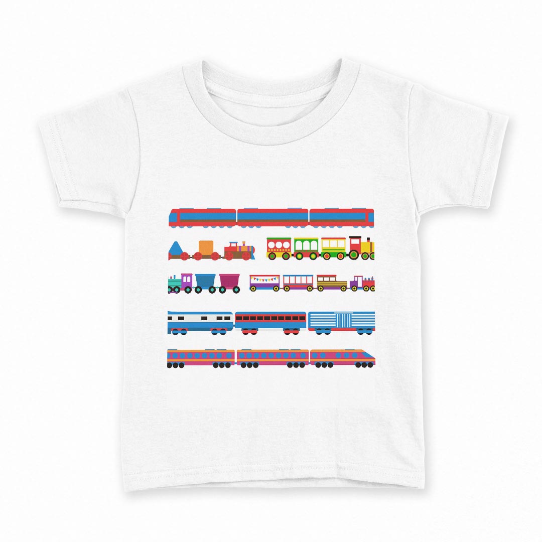 tシャツ キッズ 半袖 白地 デザイン 140 サイズ Tシャツ ティーシャツ T shirt 013251 乗り物 電車