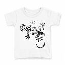 tシャツ キッズ 半袖 白地 デザイン 130 サイズ Tシャツ ティーシャツ T shirt 013276 トカゲ モノトーン かっこいい
