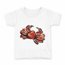 tシャツ キッズ 半袖 白地 デザイン 120 サイズ Tシャツ ティーシャツ T shirt 013292 食べ物 絵 かに