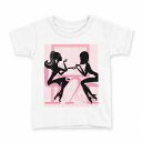 tシャツ キッズ 半袖 白地 デザイン 100 サイズ Tシャツ ティーシャツ T shirt 013337 シルエット ピンク 女性(4)