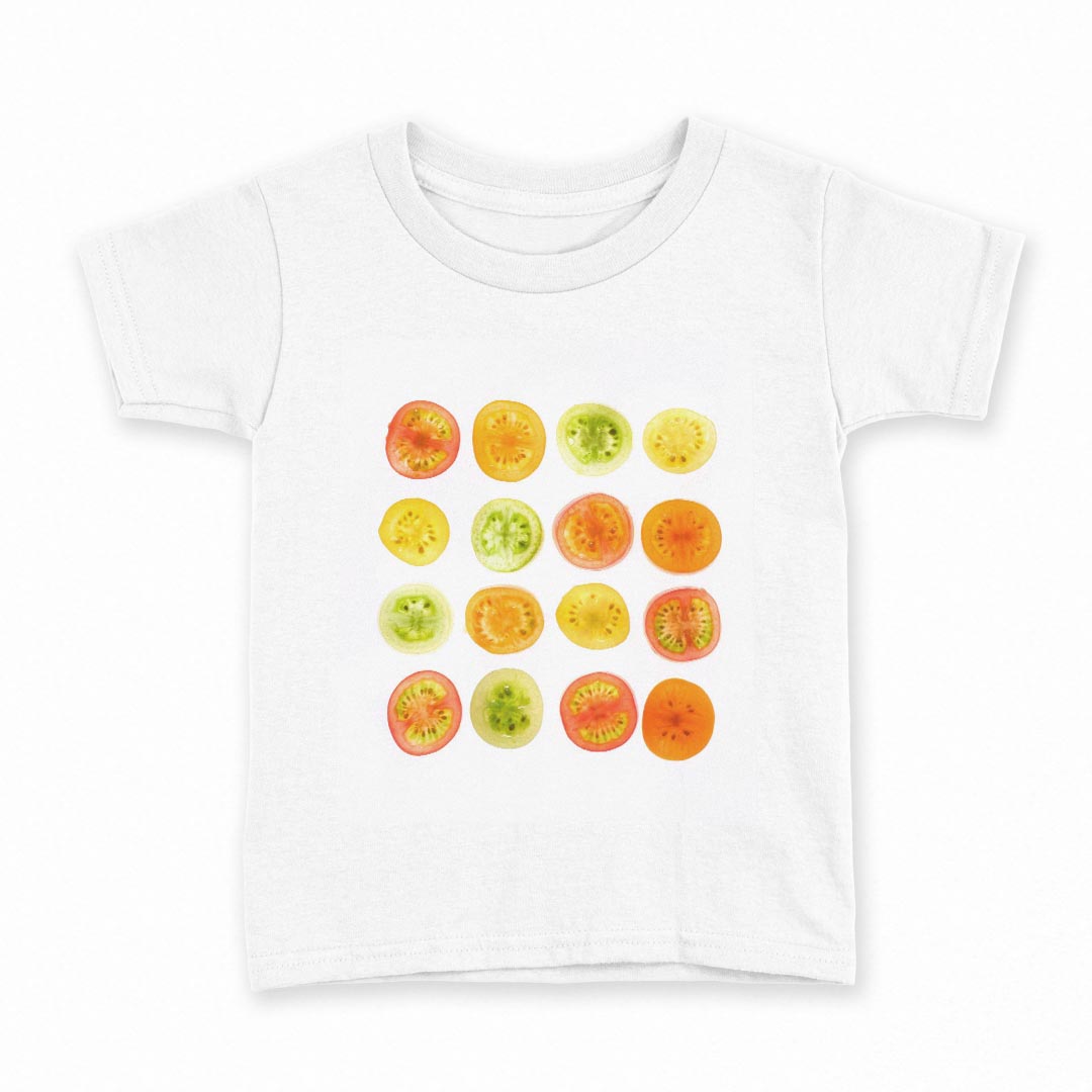 tシャツ キッズ 半袖 白地 デザイン 150 サイズ Tシャツ ティーシャツ T shirt 013341 トマト　野菜　食べ物