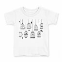 tシャツ キッズ 半袖 白地 デザイン 120 サイズ Tシャツ ティーシャツ T shirt 013400 鳥 シルエット 鳥かご(4)