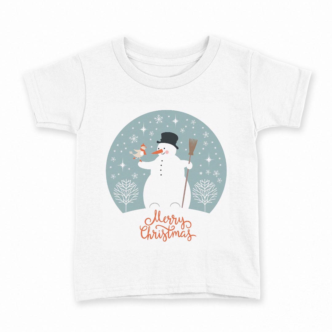 tシャツ キッズ 半袖 白地 デザイン 160 サイズ Tシャツ ティーシャツ T shirt 013416 雪　雪だるま　英語