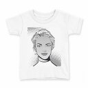 tシャツ キッズ 半袖 白地 デザイン 100 サイズ Tシャツ ティーシャツ T shirt 013418 女性 イラスト モノトーン(4)