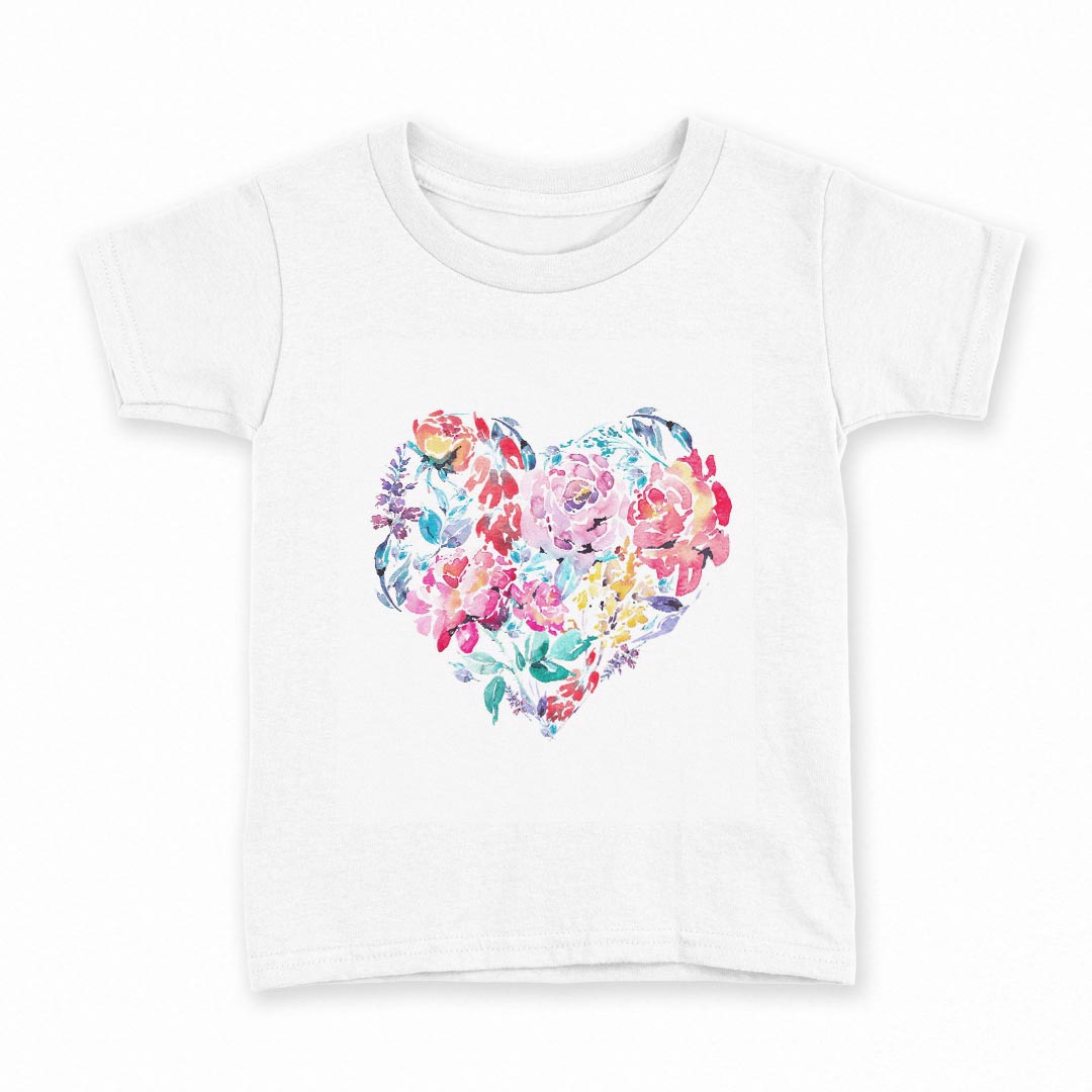 tシャツ キッズ 半袖 白地 デザイン 160 サイズ Tシャツ ティーシャツ T shirt 013471 花　花柄　ハート