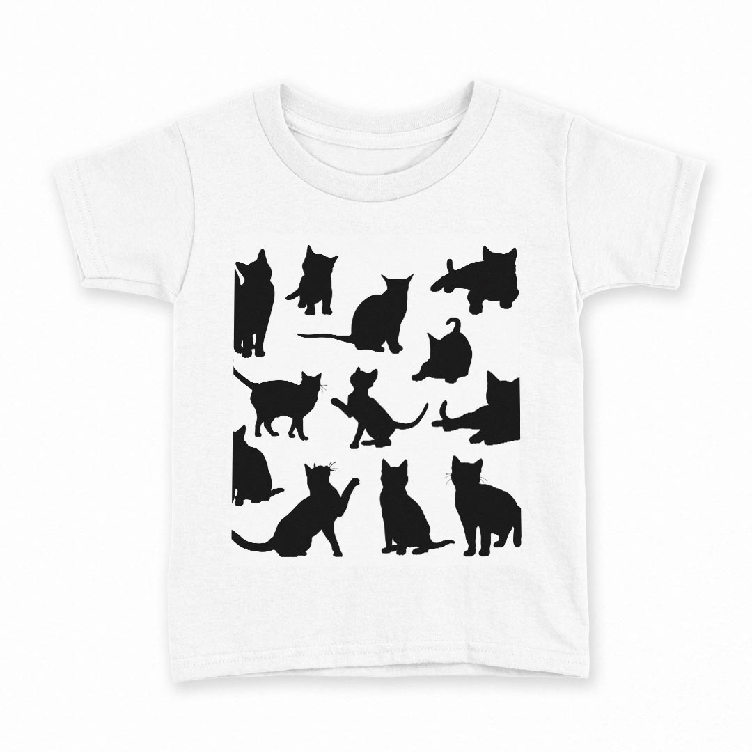 Rakuten - tシャツ キッズ 半袖 白地 デザイン 150 サイズ Tシャツ ティーシャツ T shirt 013526 猫　シルエット　影