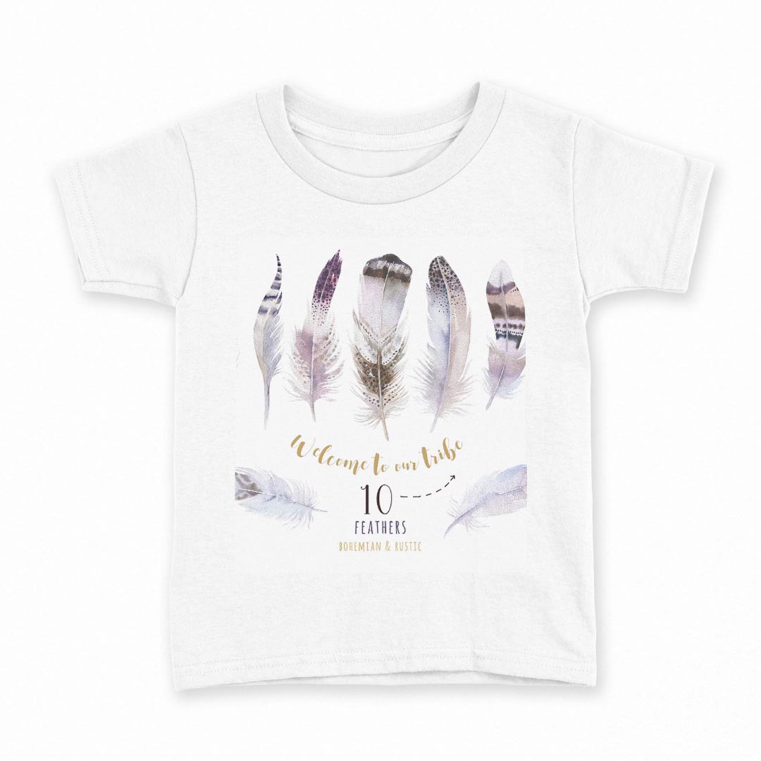 tシャツ キッズ 半袖 白地 デザイン 120 サイズ Tシャツ ティーシャツ T shirt 013533 羽根　柄