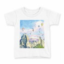 tシャツ キッズ 半袖 白地 デザイン 100 サイズ Tシャツ ティーシャツ T shirt 013535 水彩 気球 風景(4)