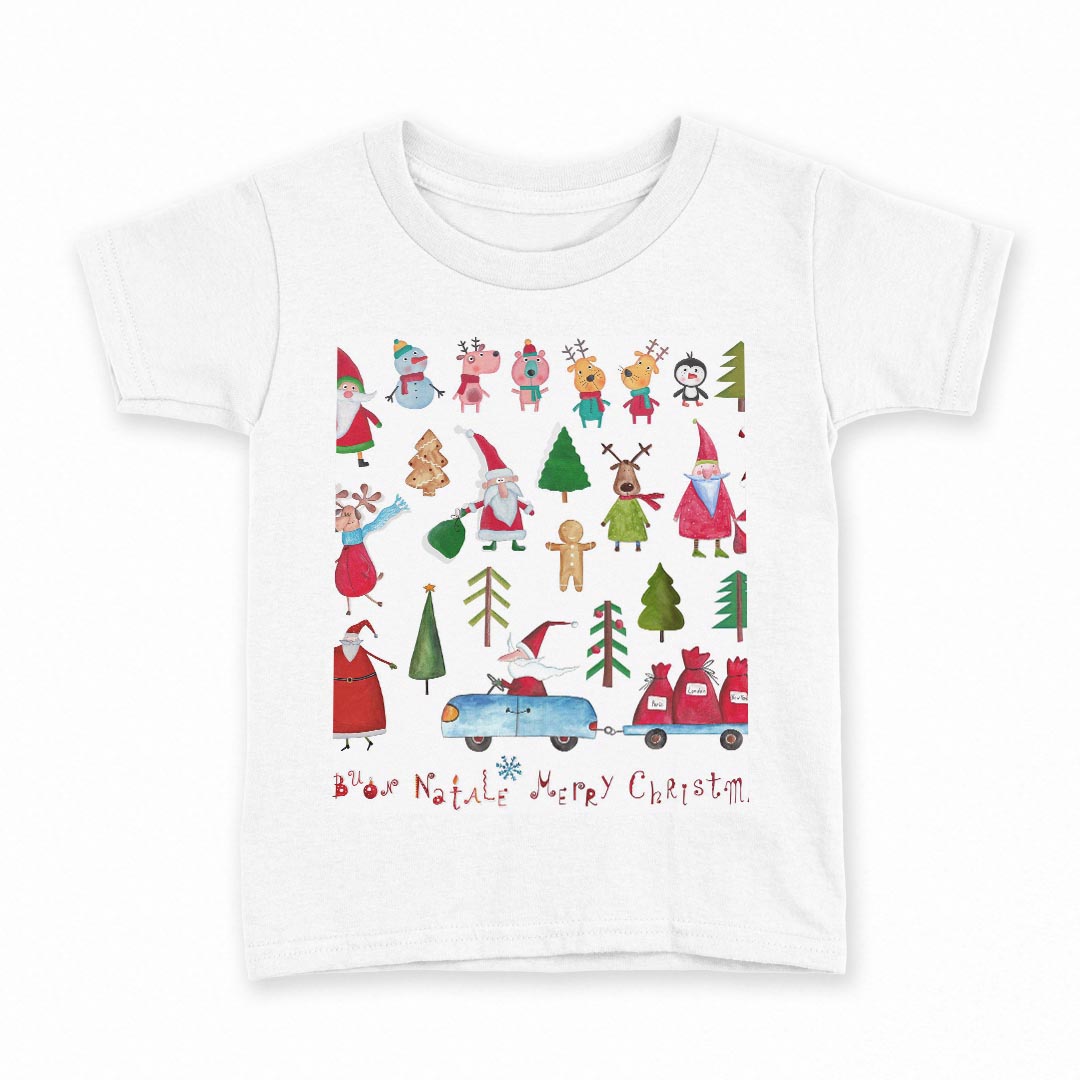 tシャツ キッズ 半袖 白地 デザイン 100 サイズ Tシャツ ティーシャツ T shirt 013569 クリスマス サンタ