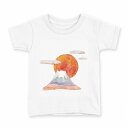 tシャツ キッズ 半袖 白地 デザイン 140 サイズ Tシャツ ティーシャツ T shirt 013572 お正月 富士山 日の出