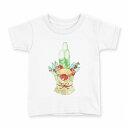 tシャツ キッズ 半袖 白地 デザイン 120 サイズ Tシャツ ティーシャツ T shirt 013573 門松 お正月 水彩