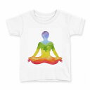 tシャツ キッズ 半袖 白地 デザイン 160 サイズ Tシャツ ティーシャツ T shirt 013584 ヨガ 虹 カラフル(4)