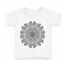 tシャツ キッズ 半袖 白地 デザイン 130 サイズ Tシャツ ティーシャツ T shirt 013596 花 モノトーン サイケデリック(4)