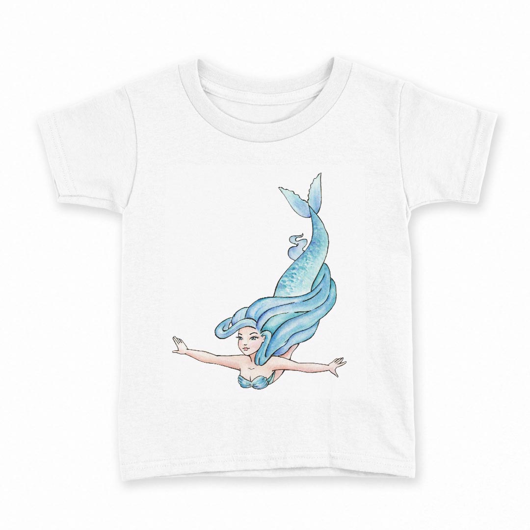tシャツ キッズ 半袖 白地 デザイン 160 サイズ Tシャツ ティーシャツ T shirt 013603 人魚　海　女性